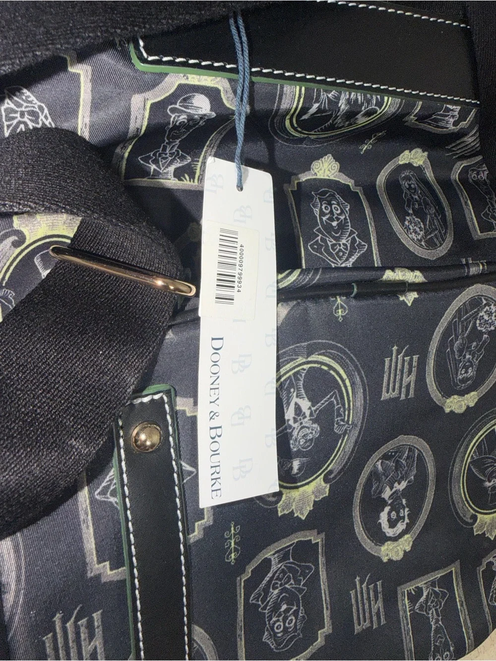 NWT Disney Dooney & Bourke Haunted Mansion Portraits Drawstring Nylon Backpack